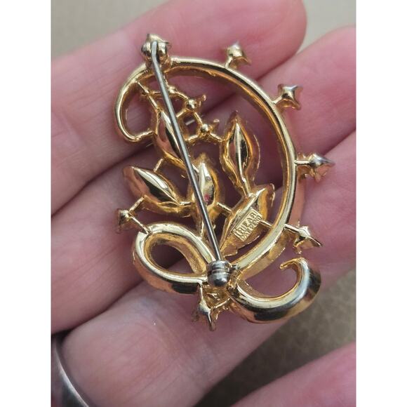 Vtg 50s Trifari Alfred Philippe Clear Rhinestone Ribbon Brooch Pat Pending 1.5" - Picture 8 of 9